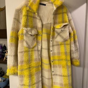 Levi's Yellow Plaid Sherpa Jacket for Women